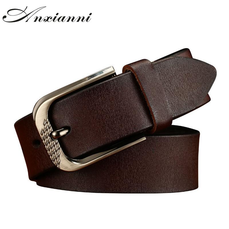 

Belts Anxianni Luxury Strap High Quality Genuine Leather Belt For Men Fashion Classic Pin Buckle Male Business, Black