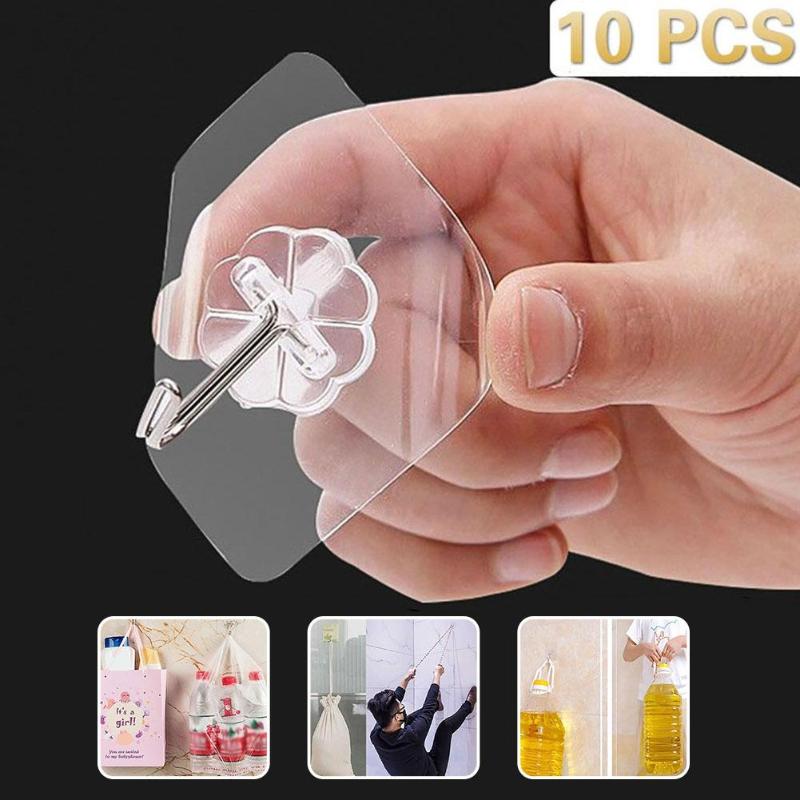 

Transparent Traceless Wall Mounted Suction Cup Strong Pull Max 15kg Load Hooks Useful