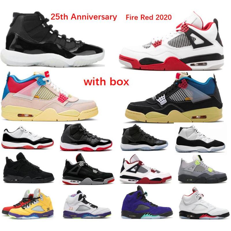 

11S 11 25th Anniversary Basketball Shoes 4s Black Cat 5 5S Fire Red Silver Tongue 11 Space Jam Low White Bred Sneaker Trainer, Purple 11s