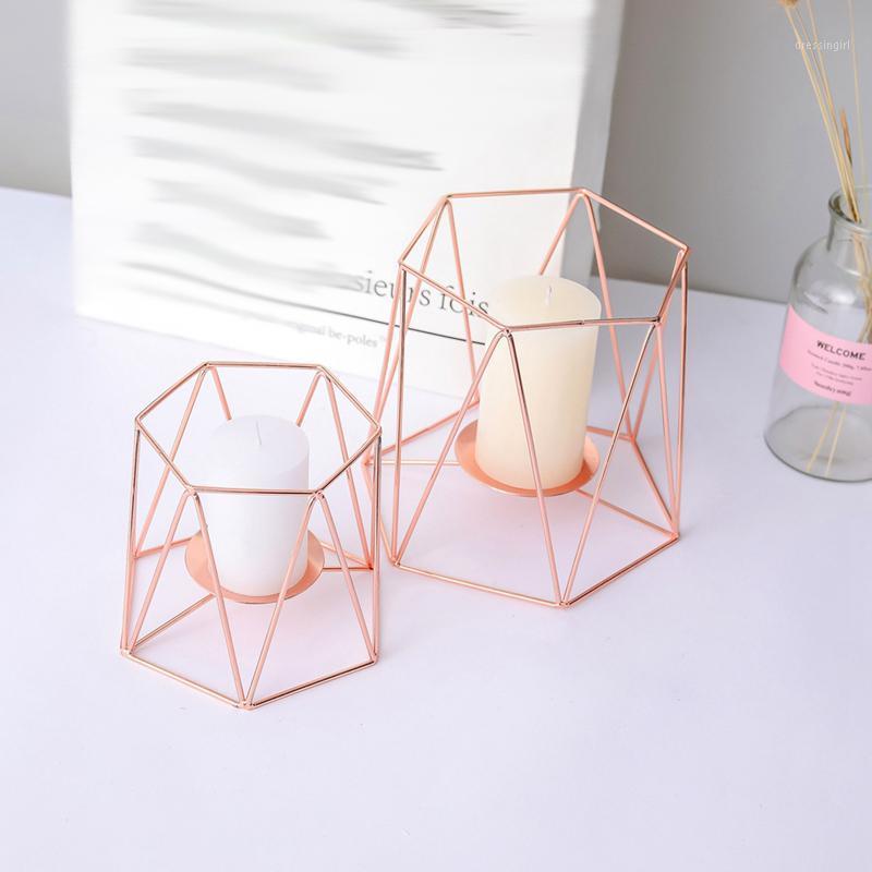 

3D Geometric Light Metal Candlestick Candle Holder Wedding Home Decoration1