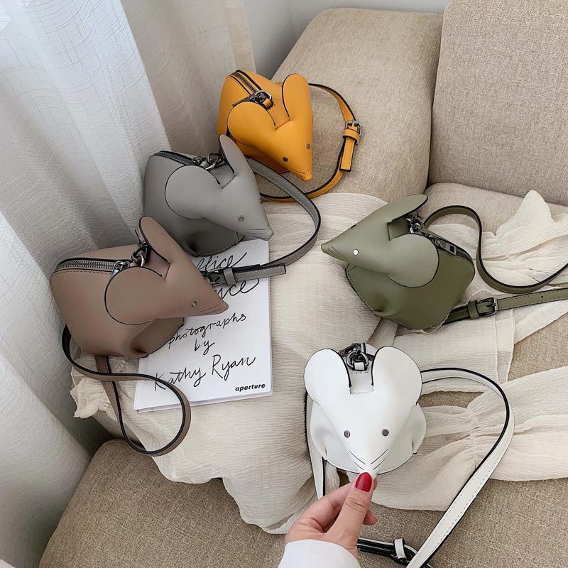 

Crossbody Bags for Women 2021 New Women's Wallet Cute Cartoon Mouse Shape Satchel Shoulder Funny Small Bag Leather Shoulder Bags, Green