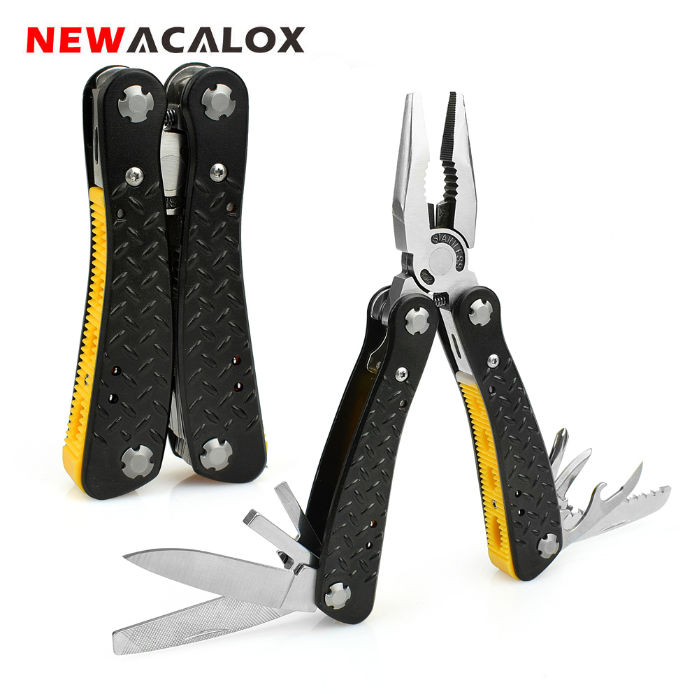 

NEWACALOX Multifunction Pliers with Screwdriver kit Camping Multi Tool Outdoor Survival Knife Wire Cutter Crimping Tool Y200321