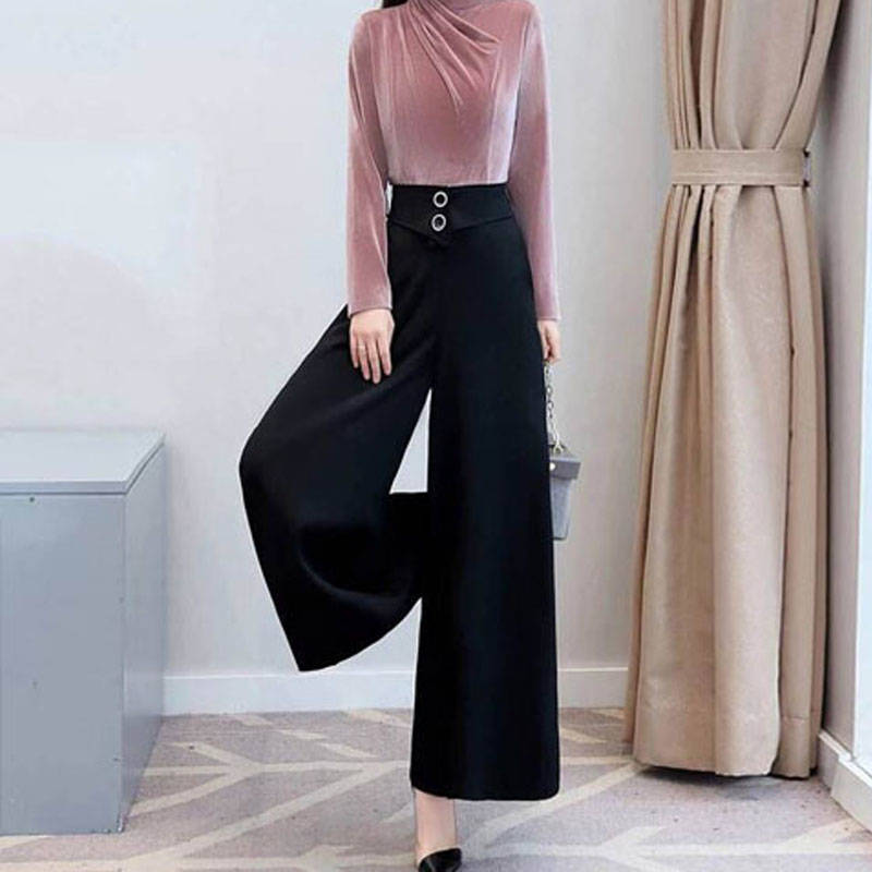 

New 2020 Autumn Thick Female Straight Leg Loose Casual Pants Lmw8, Black