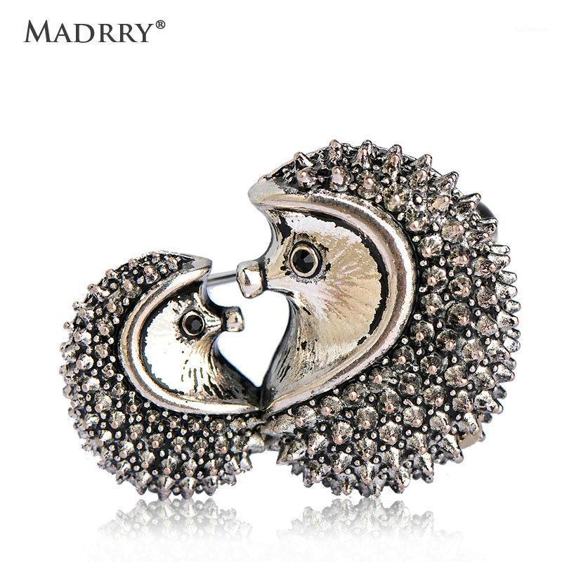 

Madrry Creative Couple CP Hedgehog Brooches For Women Men Kids Antique Silver Color Hijab Pins Badges Bag Hat Accessories Funny1