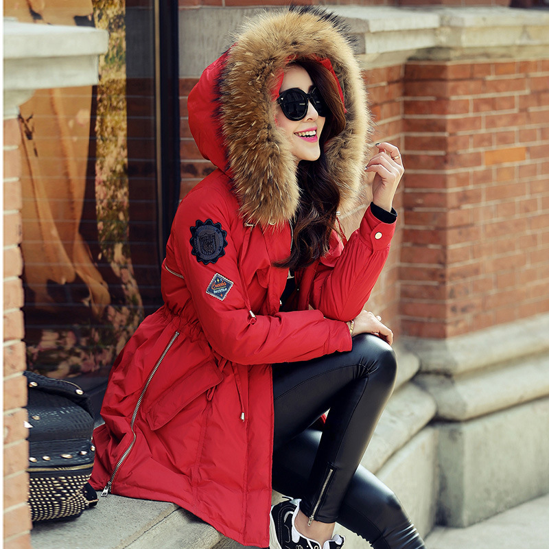 

hot European 2020 sell with hood raccoon skin collar jacket down high quality thick women's winter coat parka wuj0294 HRY0, Pink.