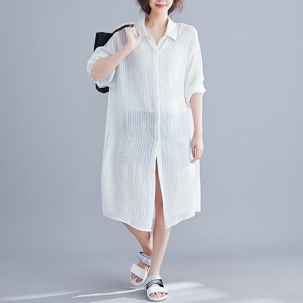 

Korean Loose Long Women Sunscreen Trench Coat 2020 Summer Turn-down Collar Long Sleeve Striped Causal Women Coats New AE804, Blue
