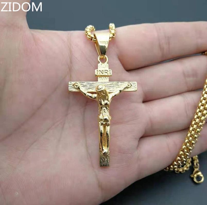 

Men Hip hop Cross pendant necklaces stainless steel never fade High quality male vintage pendants necklace Hiphop jewelry gifts
