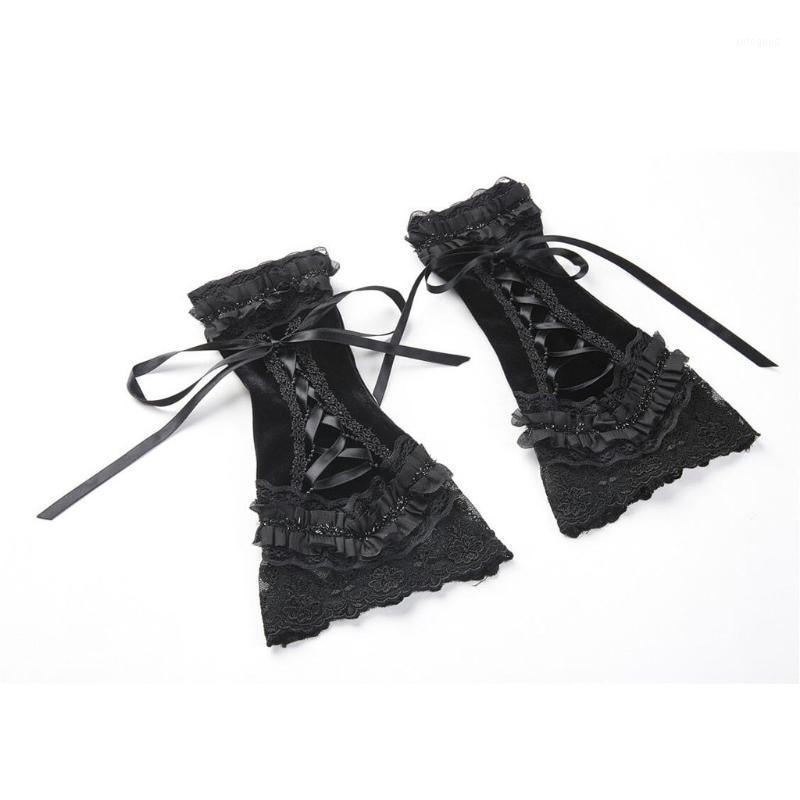 

Five Fingers Gloves Darkinlove Women's Vintage Velour And Lace Wrist Cuff Personality Fashion Fingerless Long Gloves1