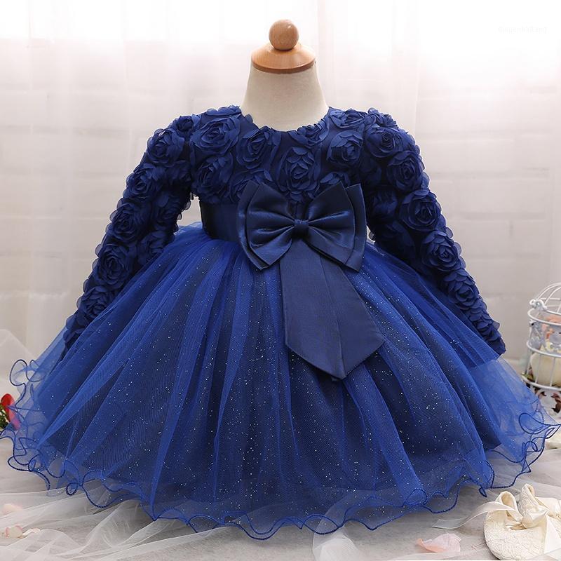 

Baby Birthday Dress Winter Long Sleeve Dresses With Bow Lace Tutu Outfits Baptism Gown Toddler Christmas Baby Dress Vestidos1, 3-1