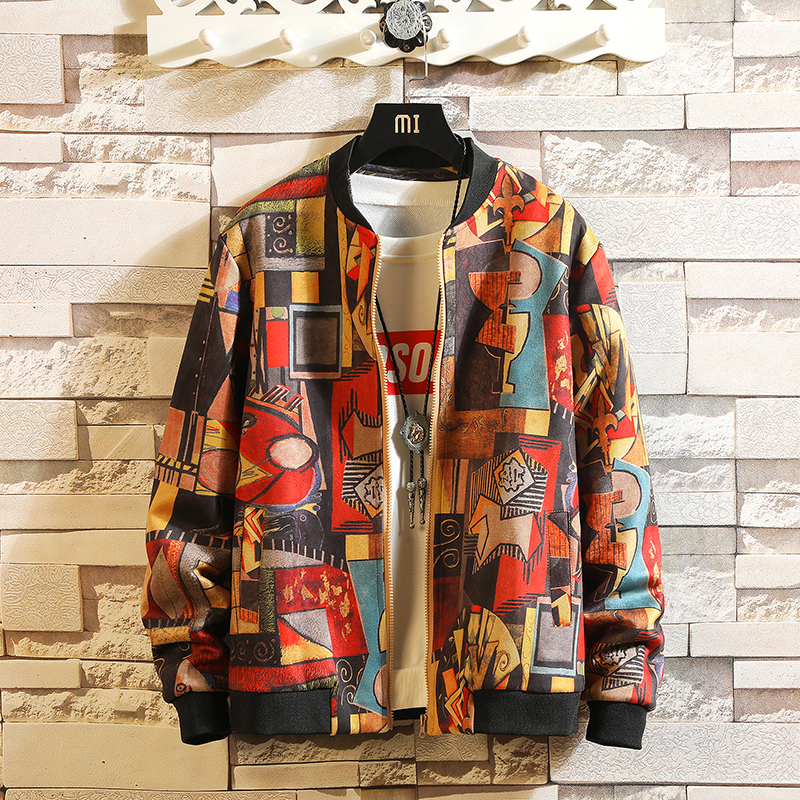 

2020 Autumn spring casual men's jacket middle-aged printing coats for outerwear male plus oversize 4xl 5xl, Jk01