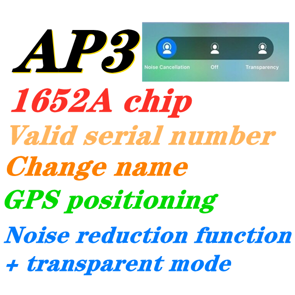 

AP3 AP2 1652A 1652F with wireless charging case 3nd noise reduction Earphones GPS Positioning and Valid serial number Bluetooth headset