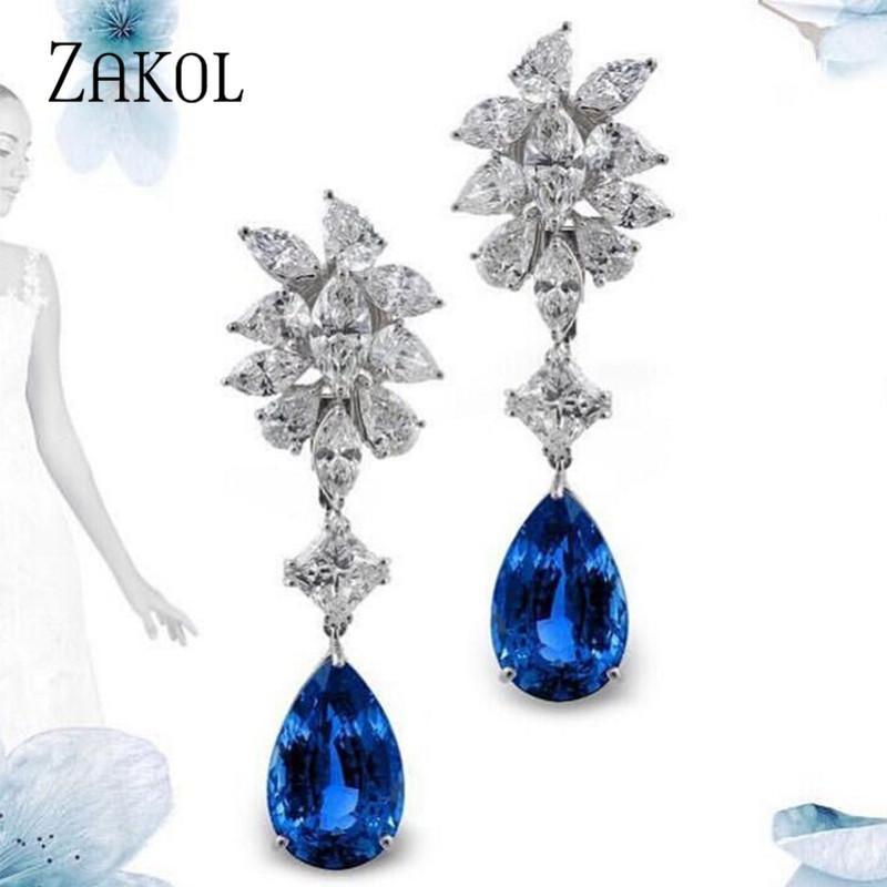 

ZAKOL Classic Drop Earrings Water Drop Cubic Zircon Wedding Jewelry For Women Engagement FSEP6591