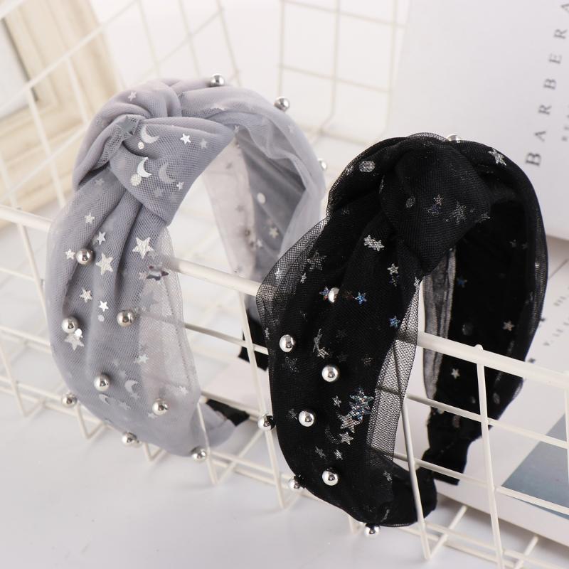 

Korea Cute Star Moon Headbands for Wome Beaded Lace Head Bands Fashion Chiffon Bow Girls Hair Accessories Crystal Headband