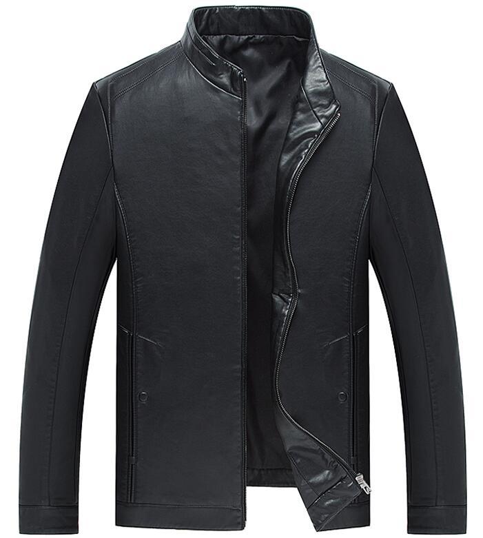 

4XL / HOT / Spring Men's New Fashion Personality Plus velvet padded casual PU jacket, Black