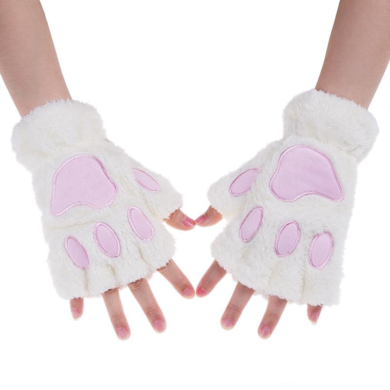 

Five Fingers Gloves Lovely Women Cat Claw Mitten Plush Glove Costume Cute Winter Warm Half Finger Female