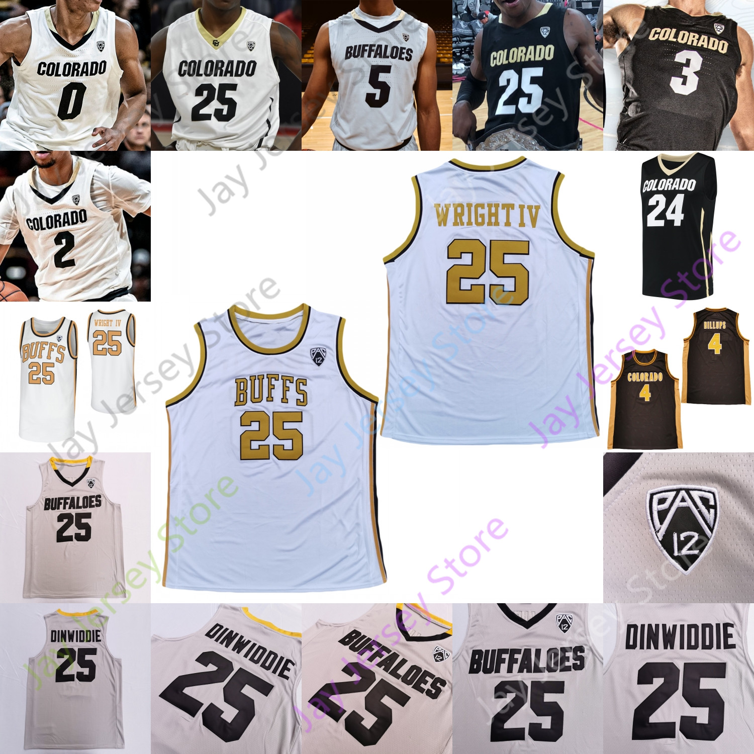 

Colorado Buffaloes Basketball Jersey NCAA College Maddox Daniels Burks White Nique Clifford Jabari Walker Keeshawn Barthelemy Horne O'Brien, White round collar