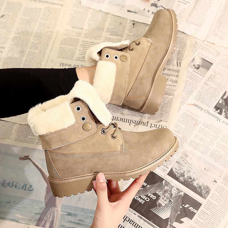 

Women Winter Boots Warm Fur Snow Woman Boots 2020 Round Toe Winter Women Shoes Lace Up Platform Ankle Snow Booties1, Black