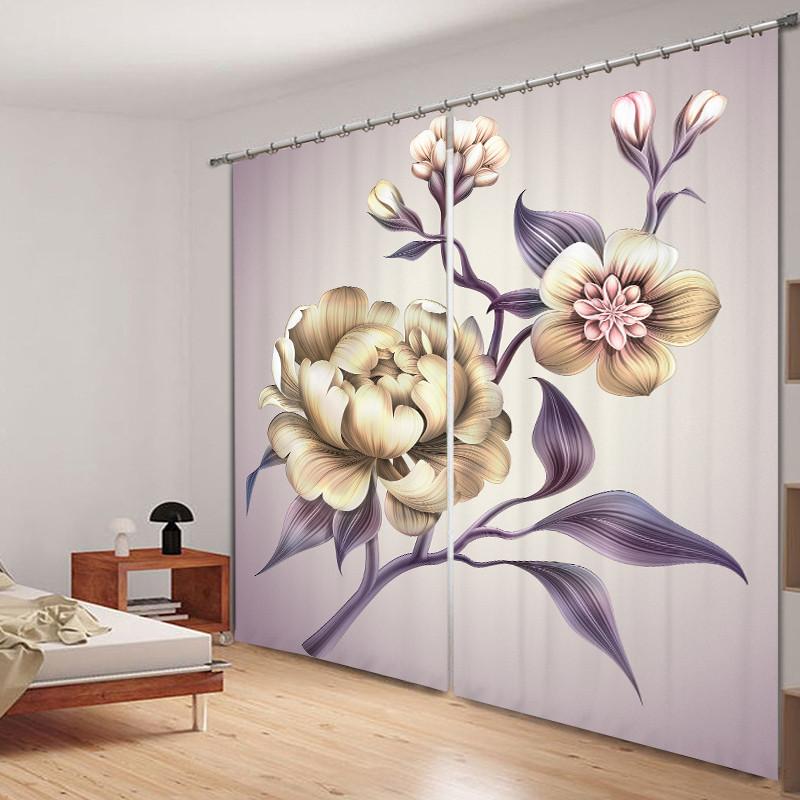 

3D Poney Flower Curtains Decorative for Bedding Room Window Curtain Thick Soft Backout Shade Shround for Home, As pic