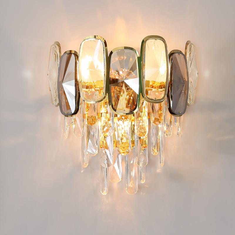 

Northern Europe Italy Design Luxury Modern Led Stainless Steel Crystal Wall Lamp Corridor Bedroom Bedside Decorative Lighting