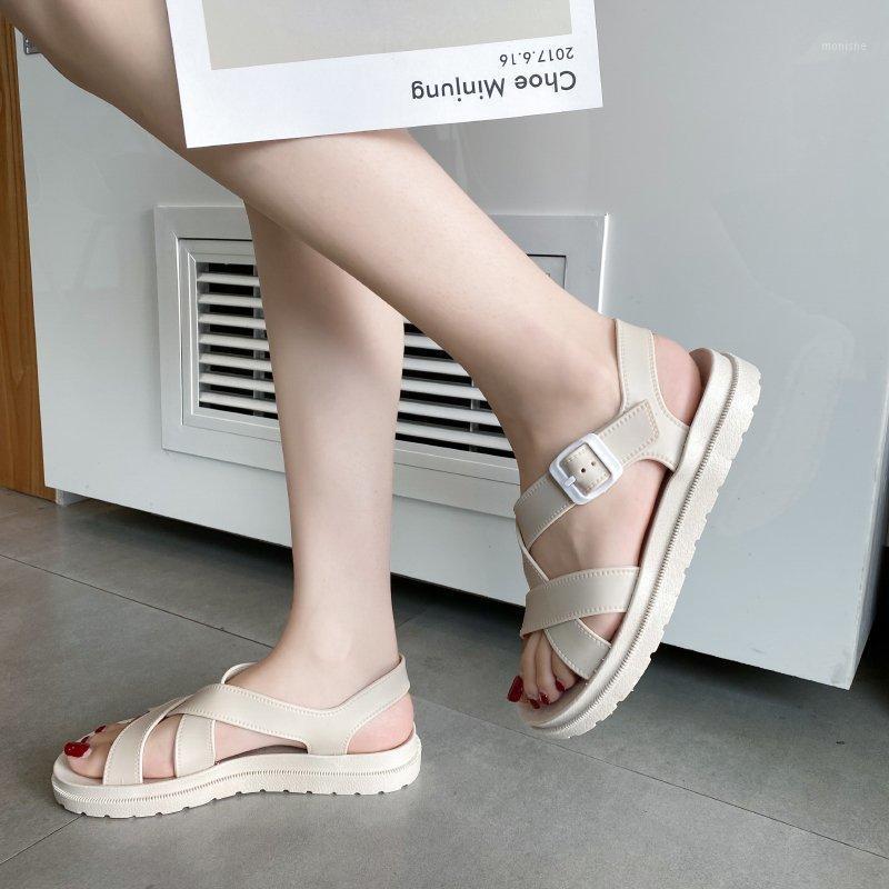 

Women's Casual Harajuku Style Non Slide Sandals Personality Versatile Women Student Simple Roman Flat Bottom Sandals Shoes1, Pink