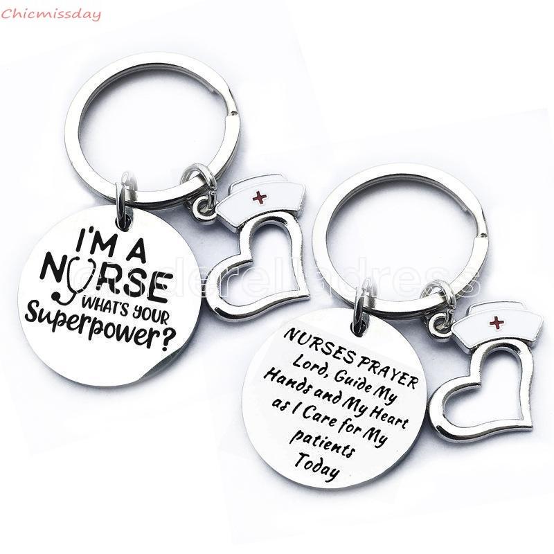 

Stainless Steel Nurse Keychain I'm A Nurse Stethoscope Keyring Heart-Shaped Pendant Nurse Keychain Medical Student Gift Jewelry Accessory
