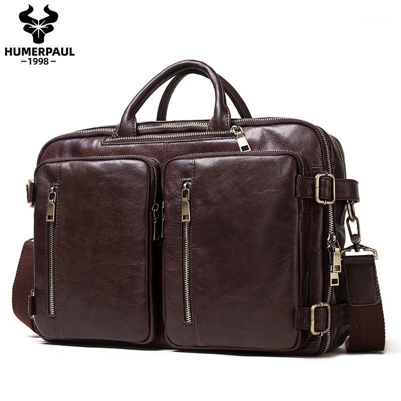 

2020 Men's Business Bag Genuine Leather Briefcase Messenger Bag Male Shoulder Tote Back Handbag Large Capacity Travel Laptop1, Coffee