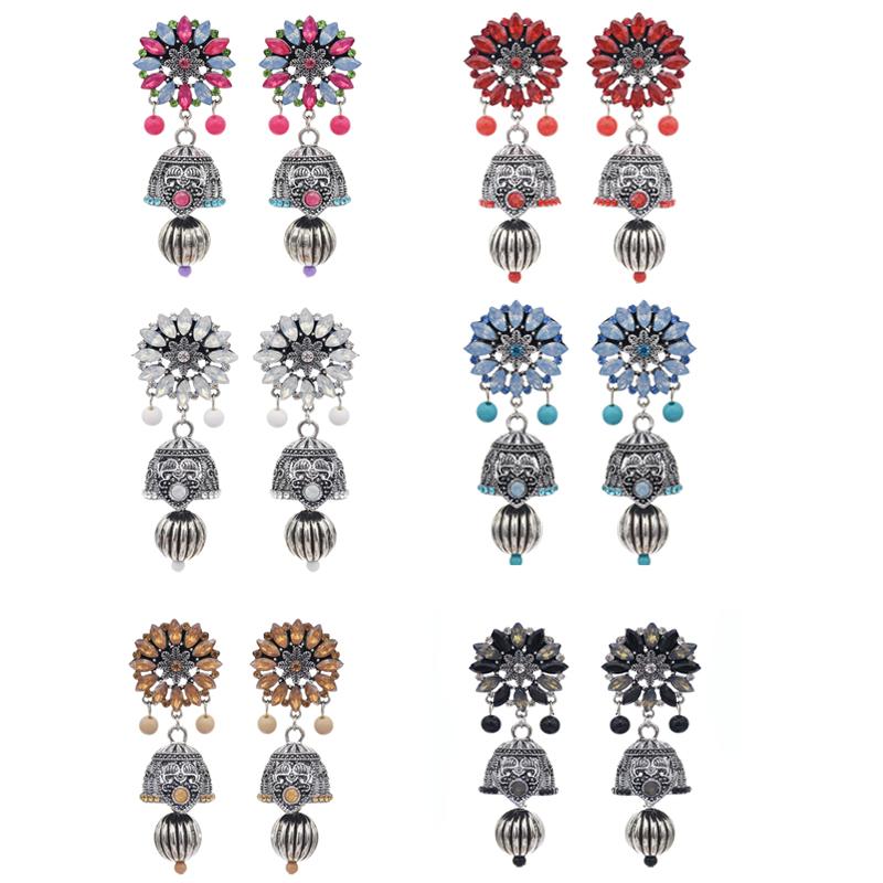 

Antique Traditional Jhumka Earrings for Women Bollywood Wedding Jewelry for Women Crystal Drop Earring pendientes Afghan