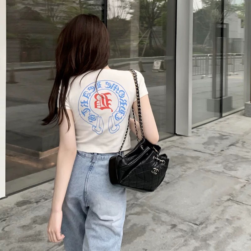 

2020 new short-sleeved T-shirt Fall for women croxin Crop top, White