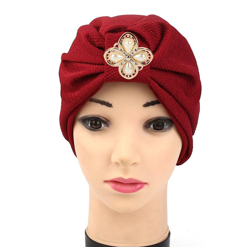 

Popular headwear in Europe and America, Muslim headscarf hat, alloy diamonds on sale, White