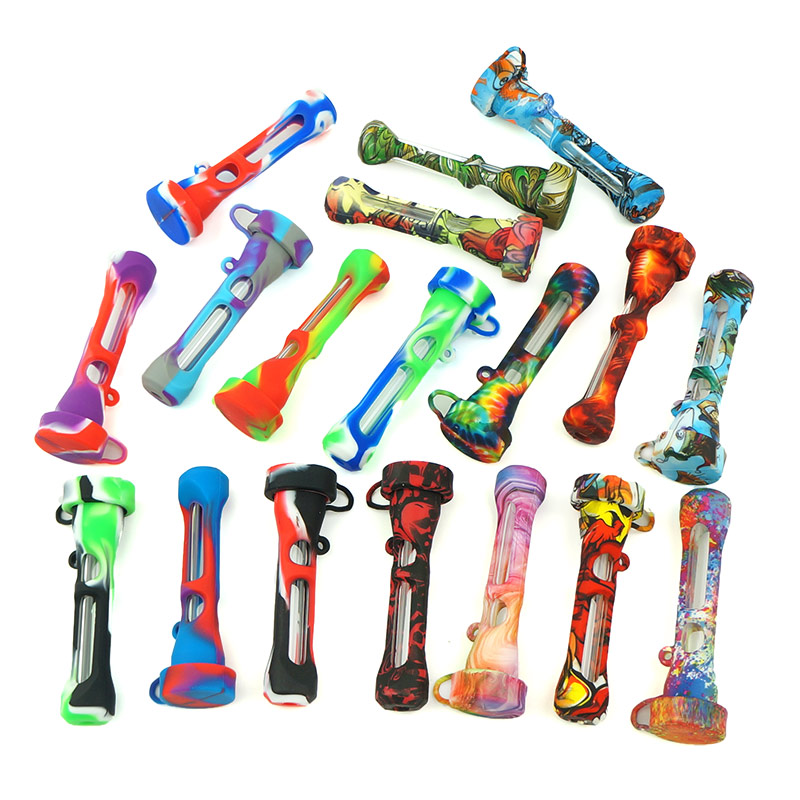 

Silicone prometheus One Hitter Pipes Tobacco Smoking Herb Pipe Cigarette Holder Hand Spoon Pipes with silicone PIPE VS Twisty Glass Blunt