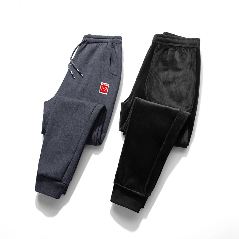 

Fleece jogger pants hare men's warm winter velvet 5xl thick sweatpants hallways outside autumn 2020, Dark gray5