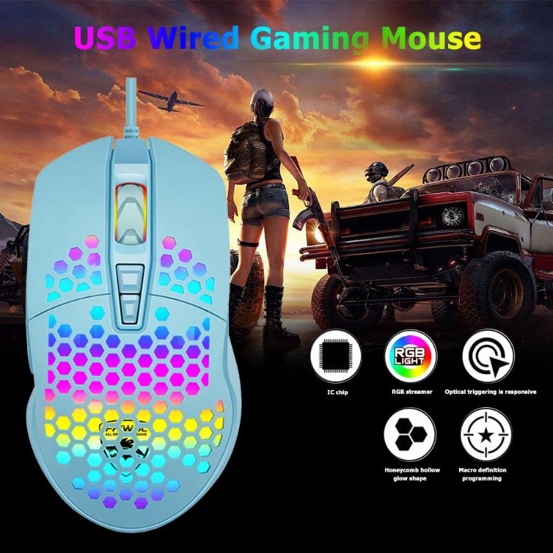 

New V9 Honeycomb Shell USB Wired Gaming Mouse Colorful RGB Backlight Computer Gamer 7 Buttons Optical Mice for Laptop with Box