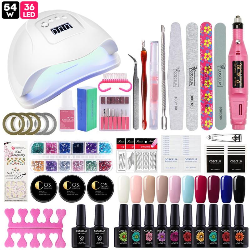 

COSCELIA Dryer Lamp 10ML Gel Nail Polish Set Manicure Set For Nail Art Semi-Permanent Uv Varnish Tools For Manicure Kit
