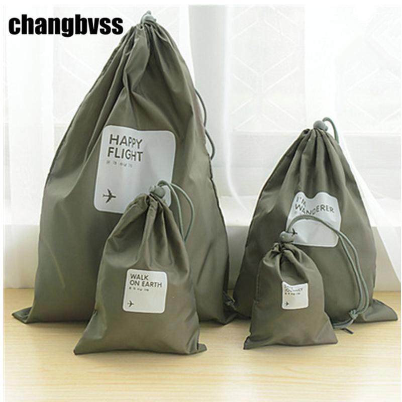 

4 Pcs/Set Travel Pouches Foldable Waterproof Travel Organizer Clothes Sorting Storage Bag Laundry Shoes Drawstring Storage Bag