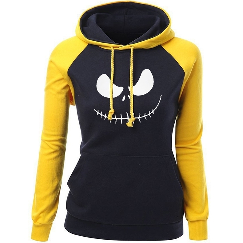 

Jack Skellington Pumpkin King Print Women's Hoodies Sweatshirts Autumn Winter Slim Female Sweatshirt Streetwear Hip Hop Y200610, Black