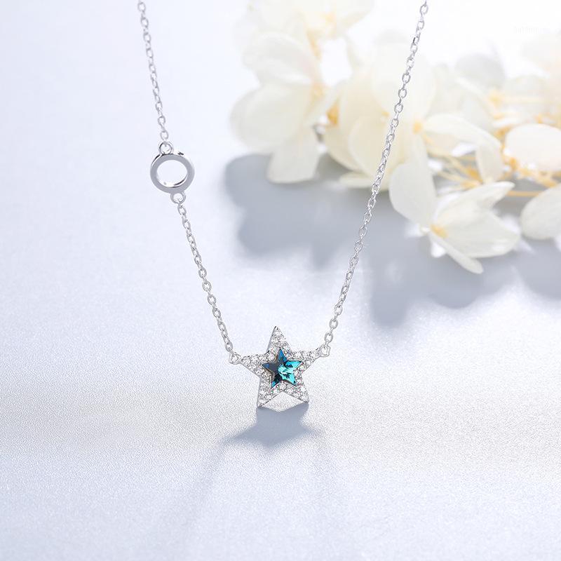 

Star Crystal Necklace S925 Sterling Silver Female Flash Diamond Star Necklace Jewelry Chain1