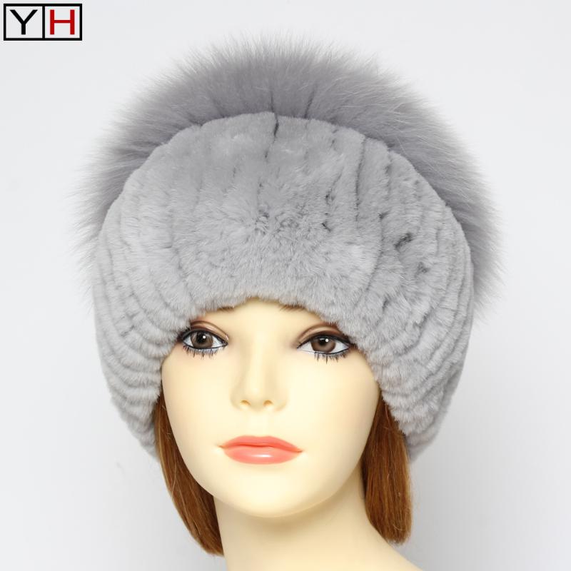 

2020 Winter Women Natural Fur Hat Lady 100%Genuine Rex Fur Caps Authentic Real Rex And Caps, Purple