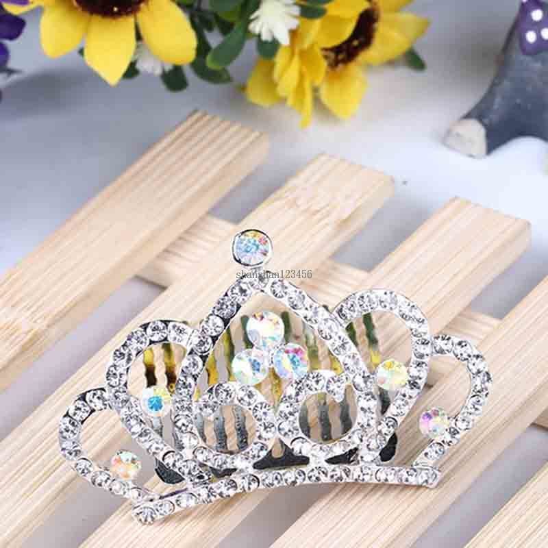 

Girls Crown Princess Tiara Comb Crystal Rhinestone Crown Hair Comb head wear Hair Accessories girls birthday gift will and sandy drop ship