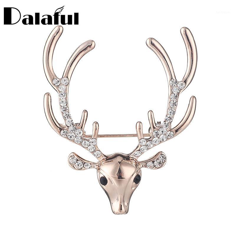 

Dalaful Vivid Deer Antlers Head Brooch Pins Animal Scarf Clip Brooches Women Jewelry Accessories Wedding Pins Z0391