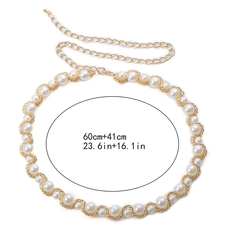 

1pcs Pearl Waist Chain Women Jewelry Party Dress Pearl Belts Waistbands, White