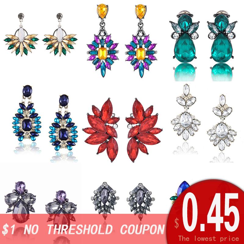 

2020 Hot Sales Big Earrings Rhinestone Earrings Crystal Large Earring For Women Colorful Bohemia Style Girl Accessories