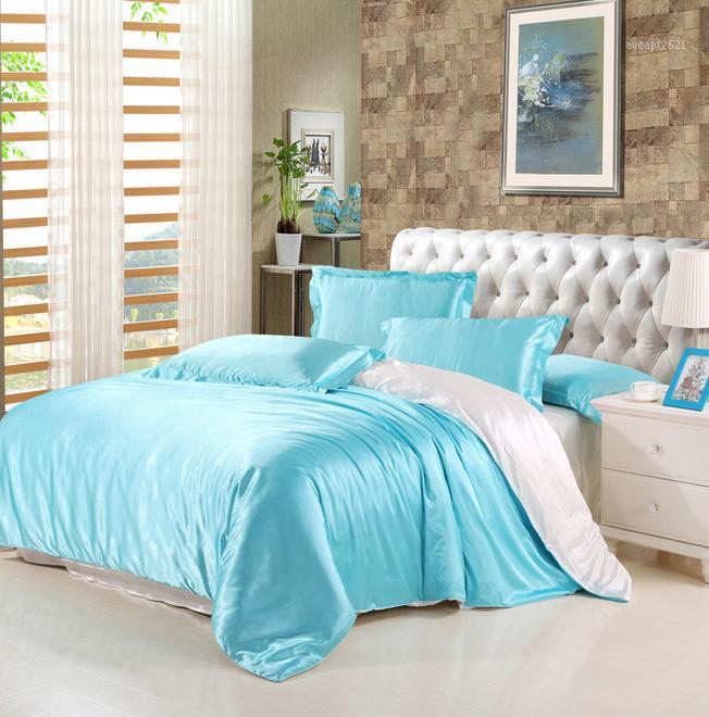 

Wholesale- Mulberry silk bedding sets duvet cover bedspread bed sheet king//full size silk bedding1