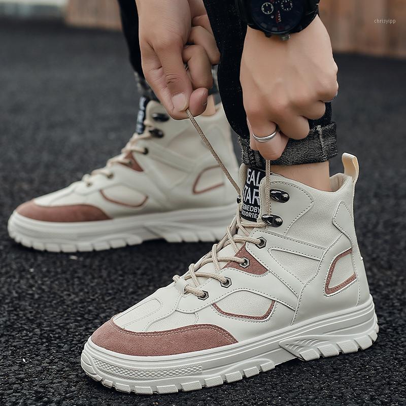 

Man Winter High Top Desert Sneakers Men Casual Shoes Autumn Boots Male Ankle Boots Platform Work Safety Trainers Basket femme1, Beige