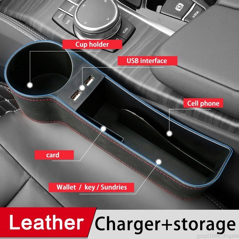 

1Piece with Dual USB Charger Ports Car Console Seat Gap Organizer Cup Holder Auto Seat Side Slit Pocket Storage Box Storage Organizer