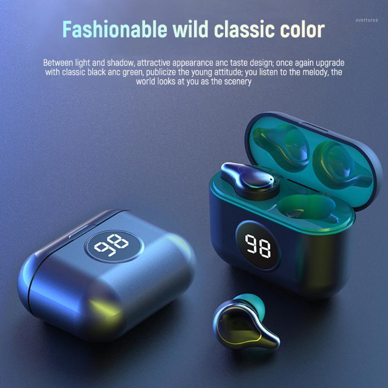 

Bluetooth Wireless Headphones HD Stereo HIFI Music Earbuds Earphone Waterproof Sports Headset Led Display Battery Charge Case1, White