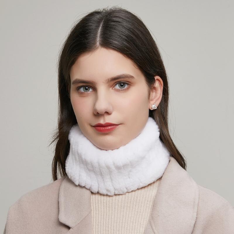 

Rex hair ring scarf warm and soft women's genuine Rex hair scarf hand woven