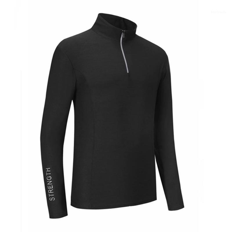 

Men Running Jacket Half Zipper Sports Coat Elastic Fitness Sweater Football Jogging Gym Comprehensive Training Tops Tracksuits1, Black