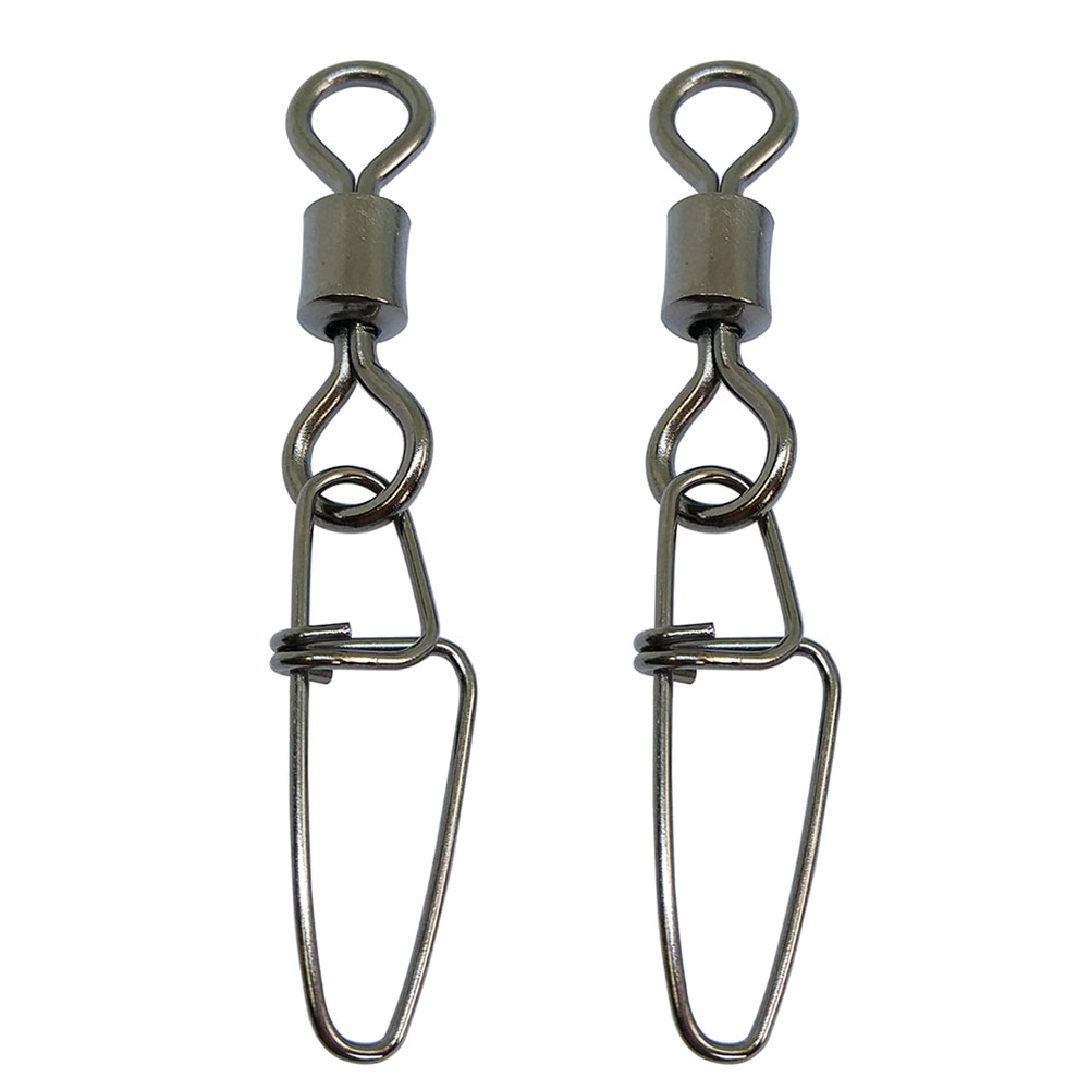 200PCS Fishing Rolling swivel with insurance snap Saltwater Bass fishing tackle Carp Fly fishing Lure connector-image-398219869