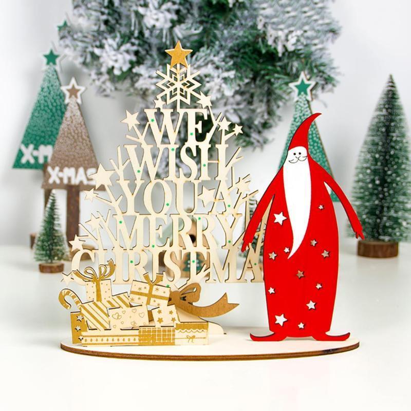 

Wood Christmas Decoration for home Xmas Printed Splice Home Ornaments natal Navidad Kids Gift1