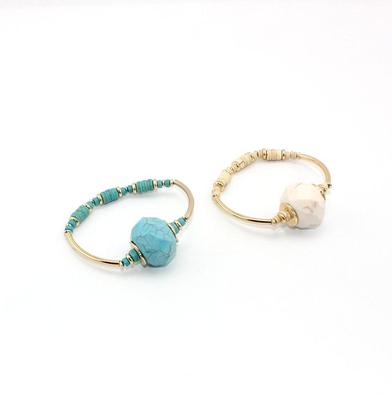 

Elastic White Marble Peridot Marble Big Charm Bracelets for Women Jewelry Display